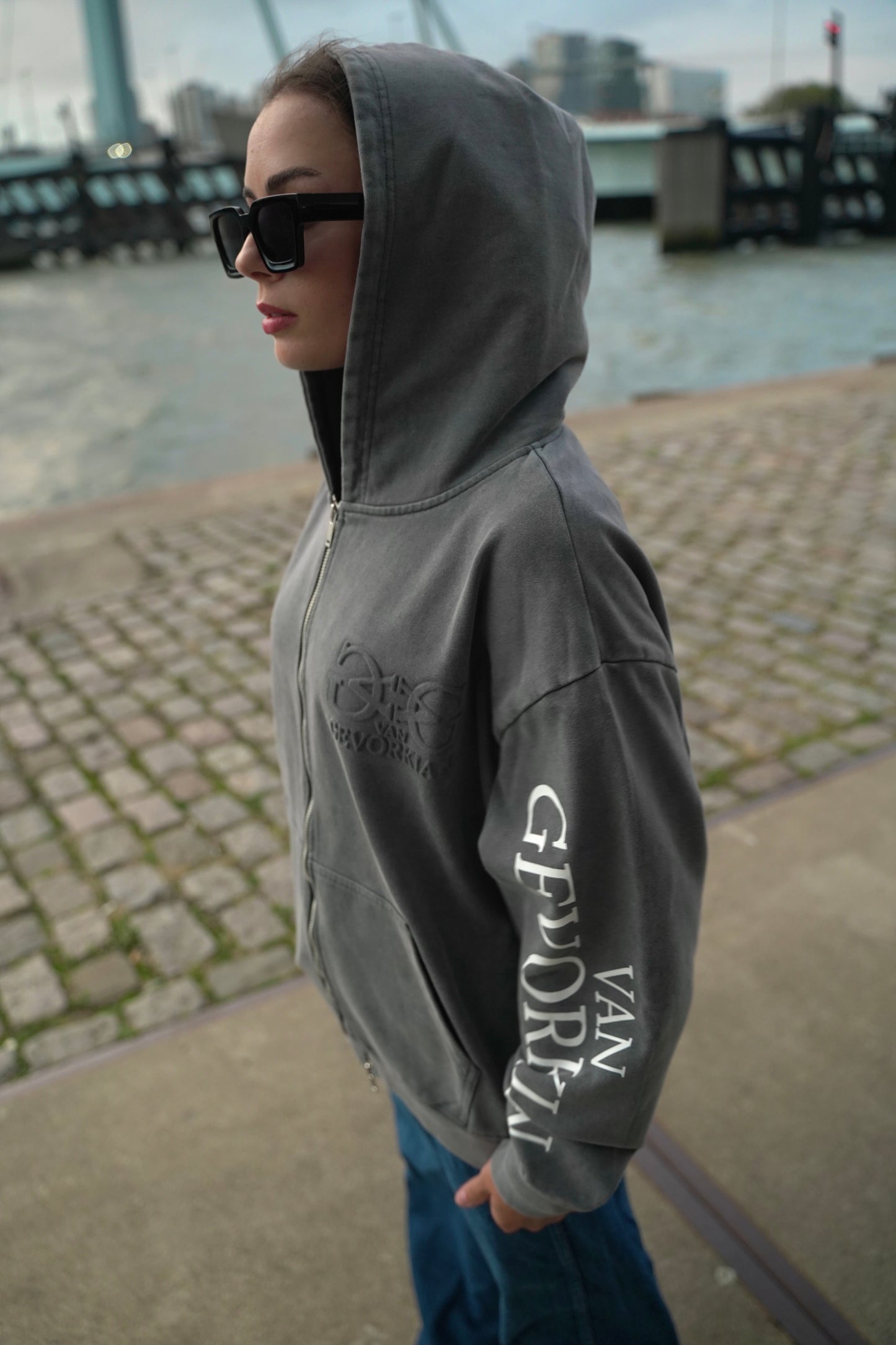 Quartz Pulse Hoodie – Acid Washed Grey