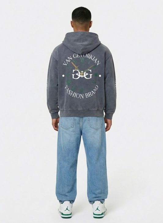 Quartz Pulse Hoodie – Acid Washed Grey