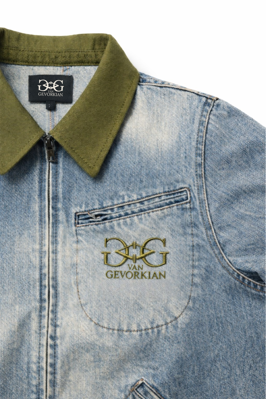 van Gevorkian Olive Collar Denim Jacket