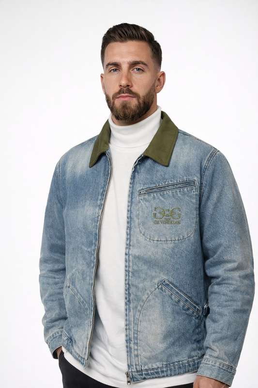 van Gevorkian Olive Collar Denim Jacket