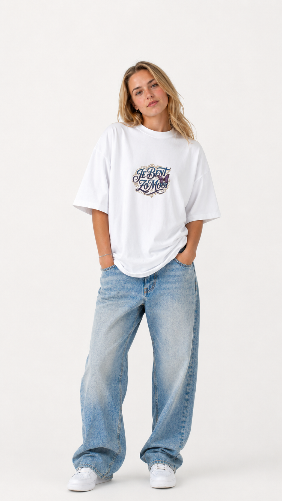 Unisex organic oversized high neck t-shirt