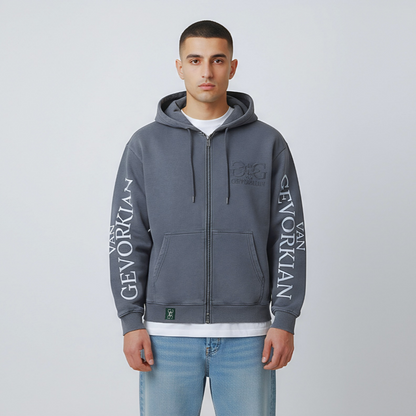 Quartz Pulse Hoodie – Acid Washed Grey