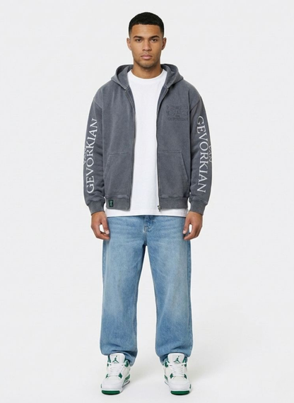 Quartz Pulse Hoodie – Acid Washed Grey