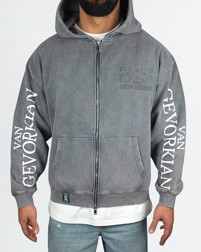 Quartz Pulse Hoodie – Acid Washed Grey