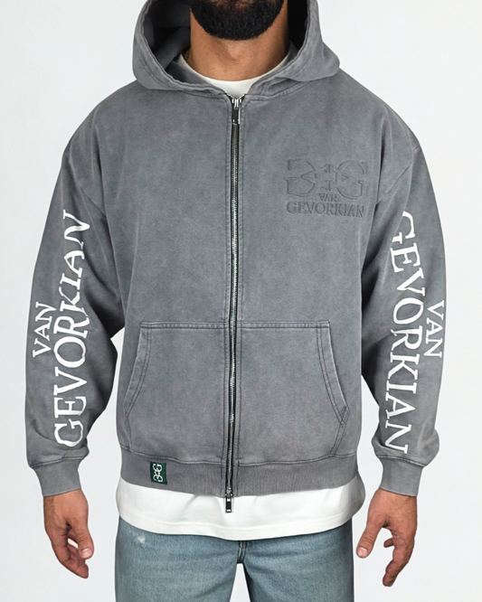 Quartz Pulse Hoodie – Acid Washed Grey